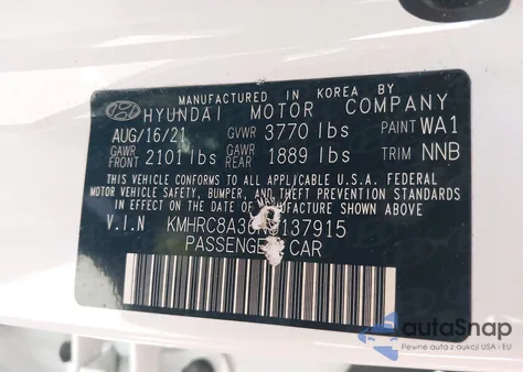 2022 Hyundai Venue Limited z USA, uszkodzony, nr VIN KMHRC8A36NU137915